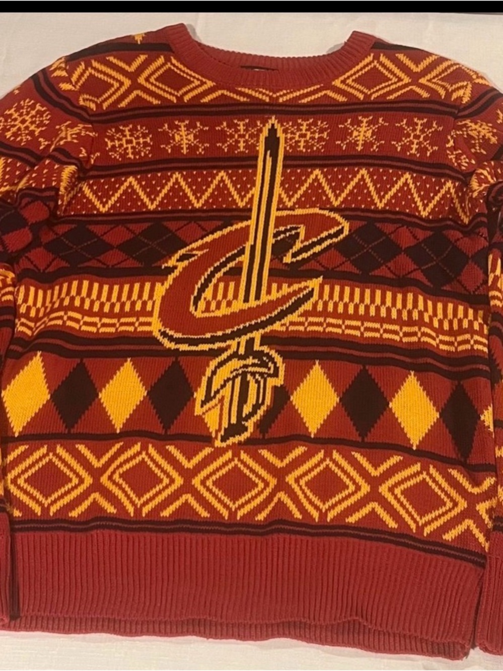 Cleveland Cavaliers Sweater Christmas Basketball NBA Knit Cavs-Mens Small